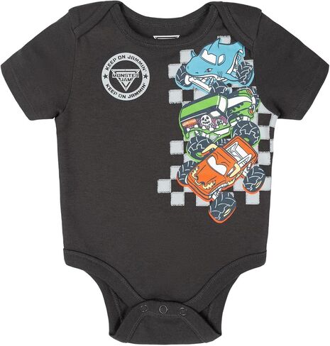 Monster Jam Baby 5 Pack Bodysuits Newborn to Infant Grave Digger El Toro Loco Megalodon in Saudi Arabia