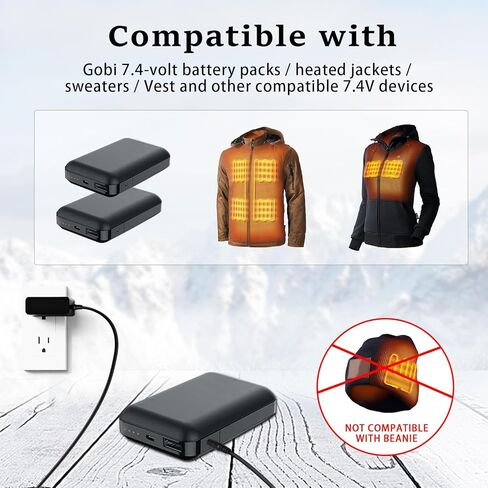 Wall Charger Compatible with Gobi Heat Jackets Hoodies Chairs & Sweaters Replacement Power Cord for 7.4V Battery Packs in Saudi Arabia