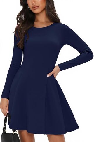 Long Sleeve Mini Dress for Women A Line Fall Pleated Babydoll Short Party Dresses 2026 in Saudi Arabia
