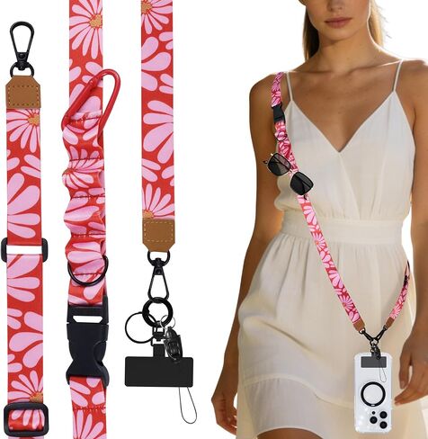 2-in-1 Phone Lanyard Crossbody,Adjustable Phone Strap for Women,Cute Breakaway Lanyard for ID Badges,Keys in Saudi Arabia