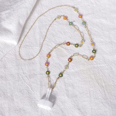 EGEN قلادة ملونة على شكل زهرة مضادة للفقد سلسلة من النحاس الذهبي ملحقات مع غطاء سيليكون مغناطيسي حامل حزام الحبل لـ Airpods Pro 3 2 1 in Kuwait