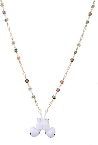 EGEN قلادة ملونة على شكل زهرة مضادة للفقد سلسلة من النحاس الذهبي ملحقات مع غطاء سيليكون مغناطيسي حامل حزام الحبل لـ Airpods Pro 3 2 1 in Kuwait