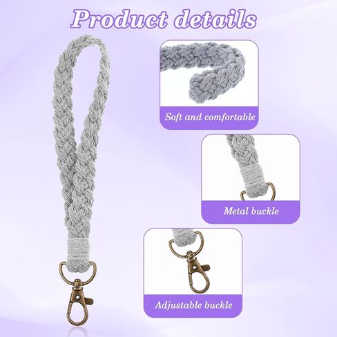 4 مجموعات من أحزمة معصم الهاتف من Macrame مع شريط حبل، شريط معصم، حبل معصم لمفاتيح الهاتف للنساء والرجال (4 ألوان) in Kuwait