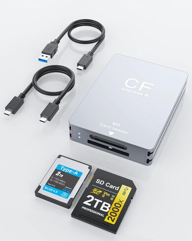 CFexpress Type A and SD 2 in 1 Memory Card Reader, 10Gbps USB 3.2 Gen 2 Type A CFexpress Adapter High Speed Dual-Slot SD CFexpress Reader with USB C + USB A Cable for Windows/Mac/Linux/Android in Saudi Arabia