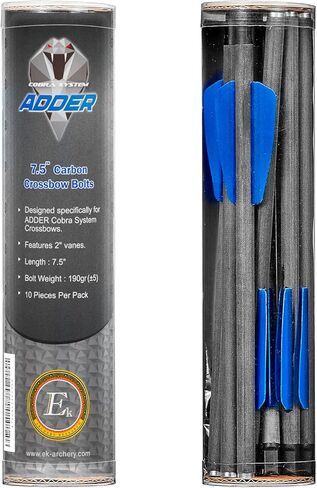 EK Archery Adder 7.5" Carbon Crossbow Bolts 2" Vanes. Includes 10 Carbon Arrows/Bolts. Fishing, Small Game Bow Hunting, Recreational, Target Practice, Urban Preppers, Bushcraft, Home Defense. in Saudi Arabia