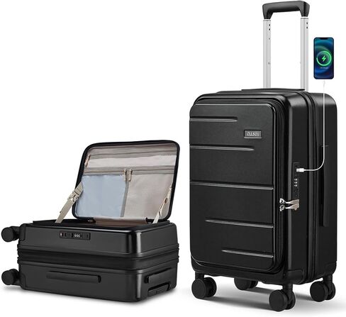 Carry on Luggage Expandable Travel Luggage Top Opening Suitcase with TSA Lock and Usb Built in,Lightweight Rolling Suitcases with Spinner Wheels,PC Hard Shell Suitcases Airline Approved in Saudi Arabia