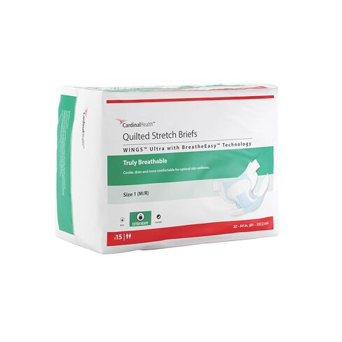 سروال داخلي مبطن للغاية من Cardinal Health™ Wings™ قابل للتمدد مع تقنية BreatheEasy™، مقاس 1 (M/R) 77063، أزرق، حقيبة مكونة من 15 قطعة in Kuwait