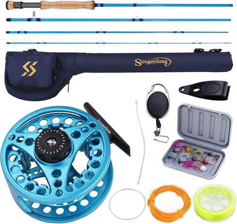 Sougayilang Fly Fishing Combo, 4 Piece Fly Rod and CNC Machined Aluminum Alloy Reel Complete Starter Package with Rod Bag in Saudi Arabia