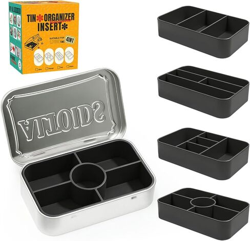 4-Pack Tin Organizer Inserts Compatible with Altoids 1.76oz Mint Tins – Ideal Dividers for Personal Essentials, Travel Storage of Pills, Jewelry, Art Supplies, or Fishing Gear(Blue) in Kuwait