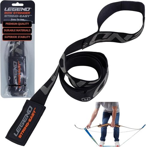 Legend String-Easy Bow Stringer - سترينجر الرماية للأقواس الطويلة والأقواس المنحنية - أداة أطراف ذات كثافة عالية، نايلون متين - أداة سلسلة قوس مضادة للانزلاق ومضادة للالتواء - ملحقات إزالة القوس in Kuwait