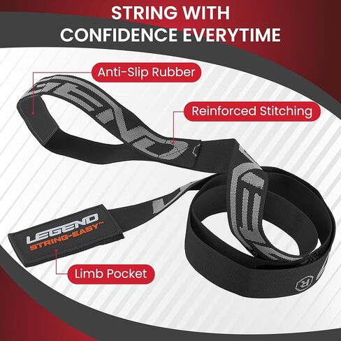 Legend String-Easy Bow Stringer - سترينجر الرماية للأقواس الطويلة والأقواس المنحنية - أداة أطراف ذات كثافة عالية، نايلون متين - أداة سلسلة قوس مضادة للانزلاق ومضادة للالتواء - ملحقات إزالة القوس in Kuwait