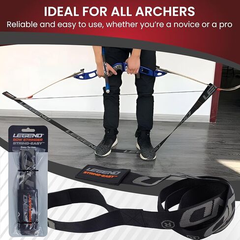Legend String-Easy Bow Stringer - سترينجر الرماية للأقواس الطويلة والأقواس المنحنية - أداة أطراف ذات كثافة عالية، نايلون متين - أداة سلسلة قوس مضادة للانزلاق ومضادة للالتواء - ملحقات إزالة القوس in Kuwait