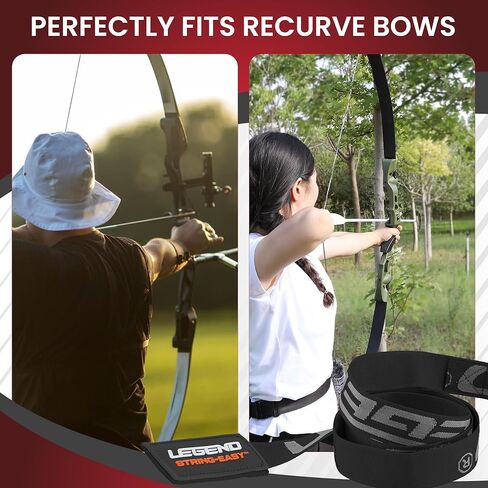 Legend String-Easy Bow Stringer - سترينجر الرماية للأقواس الطويلة والأقواس المنحنية - أداة أطراف ذات كثافة عالية، نايلون متين - أداة سلسلة قوس مضادة للانزلاق ومضادة للالتواء - ملحقات إزالة القوس in Kuwait