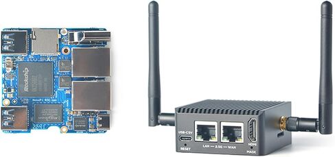 NanoPi R5C Wireless Mini OpenWrt WiFi Router، مع Rockchip RK3568B2 0.8T NPU 4GB LPDDR4X RAM 32GB eMMC Flash، HDMI Dual PCIe 2.5Gbps Ethernet Ports M.2 لوحدة WiFi BT (ذاكرة الوصول العشوائي 4 جيجابايت، مع وحدة WiFi) in Kuwait