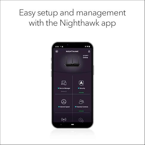 NETGEAR Nighthawk WiFi 6 Router (RAX29) - Security Features, Dual-Band Gigabit Router, AX2400 Wireless Speed (Up to 2.4 Gbps), Covers Up to 2,000 sq.ft. and 20 Devices in Saudi Arabia