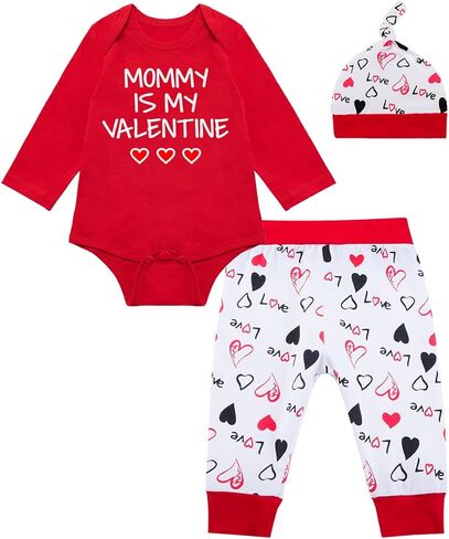 طقم ملابس للأطفال الأولاد والبنات Mommy Is My Valentine بأكمام طويلة على شكل قلب in Saudi Arabia