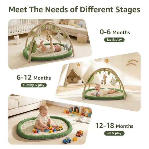 Baby Play Mat, Tummy Time Mat with 5 Detachable Toys, Washable Baby Play Gym for Visual, Hearing, Sensory, Motor Development, Activity Mat for Babies 0-18 Months in Saudi Arabia