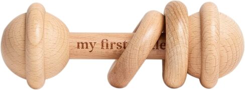 Pearhead Baby’s First Wooden Rattle, Montessori-Inspired Natural Beechwood Rattle Teether for Newborns 0M+, Gender-Neutral Gift in Saudi Arabia