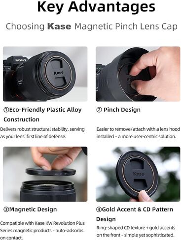 Kase Magnetic Pinch Lens Cap Plus Universal fits Wolverine, Revolution & Revolution Plus (55mm) in Saudi Arabia