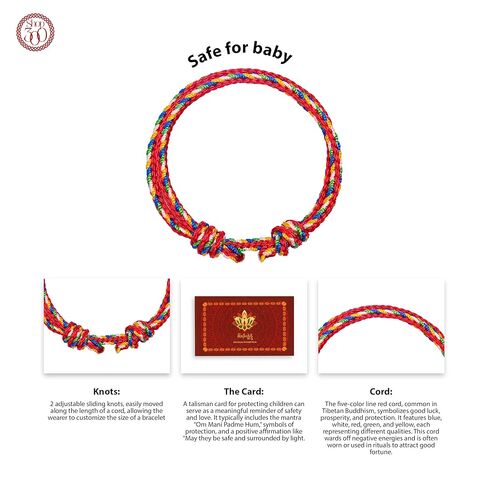 Newborn Toddler Adjustable Lucky Kabbalah Bracelet for Kid 0–3 Year Old. Handmade Protection Tibetan Baby Blessing Bracelet with Om Mani Padme Hum Talisman - Safe for Skin - Birthday Baby Shower Gift in Saudi Arabia
