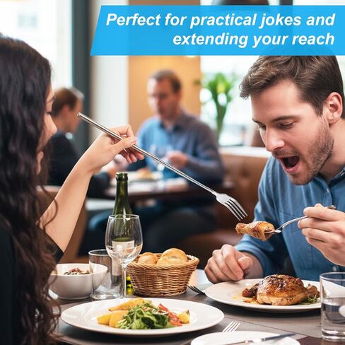 2 Pcs Extendable Fork for Jokes 8.7-25.4 Inch Telescopic Fork Extending Expandable Prank Forks Stainless Steel Long Retractable Forks Dinner Fruit Dessert Cutlery Silver in Saudi Arabia