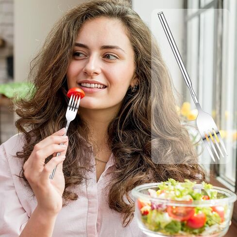 2 Pcs Extendable Fork for Jokes 8.7-25.4 Inch Telescopic Fork Extending Expandable Prank Forks Stainless Steel Long Retractable Forks Dinner Fruit Dessert Cutlery Silver in Saudi Arabia