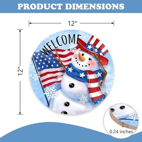 Winter Wonderland Snowman Front Door Sign, Farmhouse Snowflake Wood Hanger Outdoor Outside Porch Home Decor, Rustic Christmas Wooden Wreath Indoor Wall Hanging Decoration in Saudi Arabia