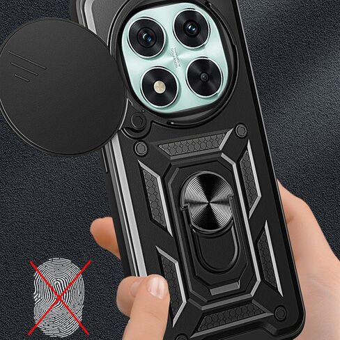 حافظة Ysnzaq Armor لهاتف Xiaomi Redmi Note 14 Pro 5G، حافظة حماية متينة من الدرجة العسكرية ضد الصدمات مع مسند وغطاء عدسة كاميرا منزلق لهاتف Xiaomi Redmi Note 14 Pro 5G SJ أسود in Saudi Arabia
