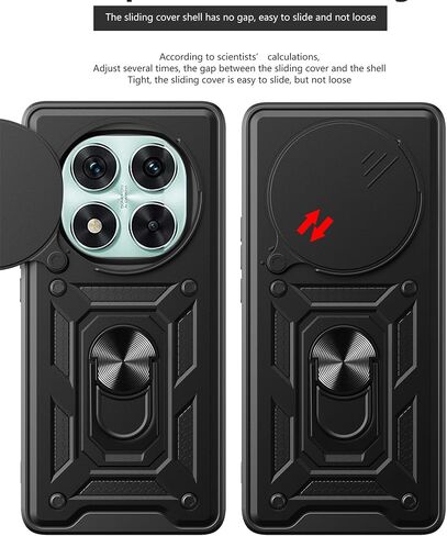 حافظة Ysnzaq Armor لهاتف Xiaomi Redmi Note 14 Pro 5G، حافظة حماية متينة من الدرجة العسكرية ضد الصدمات مع مسند وغطاء عدسة كاميرا منزلق لهاتف Xiaomi Redmi Note 14 Pro 5G SJ أسود in Saudi Arabia