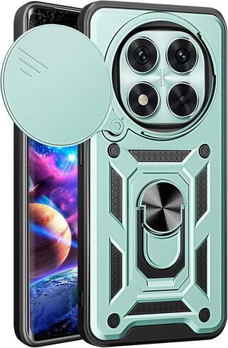حافظة Ysnzaq Armor لهاتف Xiaomi Redmi Note 14 Pro 5G، حافظة حماية متينة من الدرجة العسكرية ضد الصدمات مع مسند وغطاء عدسة كاميرا منزلق لهاتف Xiaomi Redmi Note 14 Pro 5G SJ أسود in Saudi Arabia