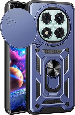 حافظة Ysnzaq Armor لهاتف Xiaomi Redmi Note 14 Pro 5G، حافظة حماية متينة من الدرجة العسكرية ضد الصدمات مع مسند وغطاء عدسة كاميرا منزلق لهاتف Xiaomi Redmi Note 14 Pro 5G SJ أسود in Saudi Arabia