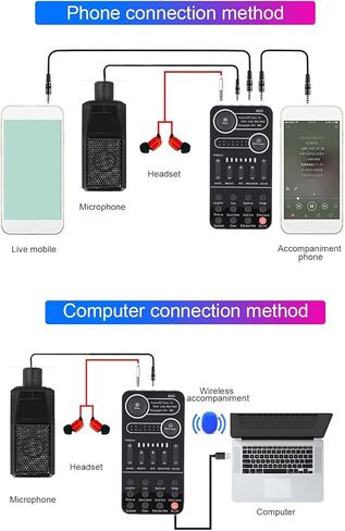 Vikye Live Voice Changer مجموعة بطاقات الصوت لتقليل الضوضاء بشكل ذكي للهاتف المحمول والكمبيوتر، خلاط بطاقة الصوت للبث المباشر (K9)، Vikyetyf41d36iz-11 in Kuwait