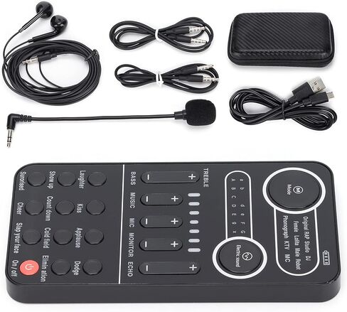Vikye Live Voice Changer مجموعة بطاقات الصوت لتقليل الضوضاء بشكل ذكي للهاتف المحمول والكمبيوتر، خلاط بطاقة الصوت للبث المباشر (K9)، Vikyetyf41d36iz-11 in Kuwait