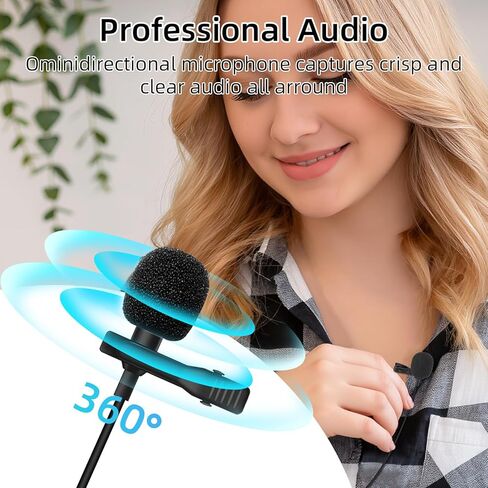 GELRHONR USB C Lavalier Microphone, Type-C Lapel Microphone Wired with USB A Adapter, 48kHz/24bit, Compatible with PC,Laptop, Phone for Video Recording, Live Streaming and More, 4.9FT in Saudi Arabia