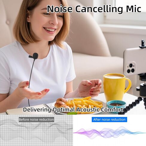 GELRHONR USB C Lavalier Microphone, Type-C Lapel Microphone Wired with USB A Adapter, 48kHz/24bit, Compatible with PC,Laptop, Phone for Video Recording, Live Streaming and More, 4.9FT in Saudi Arabia
