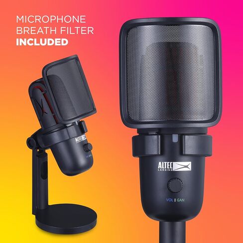 Altec Lansing Studio MIC 1, Dual Pattern 24/96 USB-C Podcast Microphone with Zero Latency Monitoring, Streaming & Recording Microphone with Table Stand and Pop Filter in Saudi Arabia