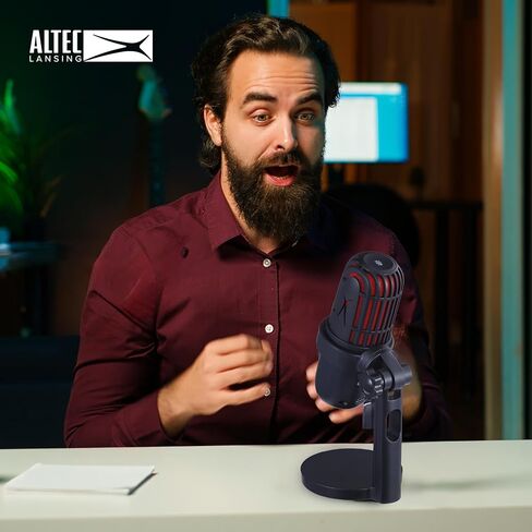 Altec Lansing Studio MIC 1, Dual Pattern 24/96 USB-C Podcast Microphone with Zero Latency Monitoring, Streaming & Recording Microphone with Table Stand and Pop Filter in Saudi Arabia