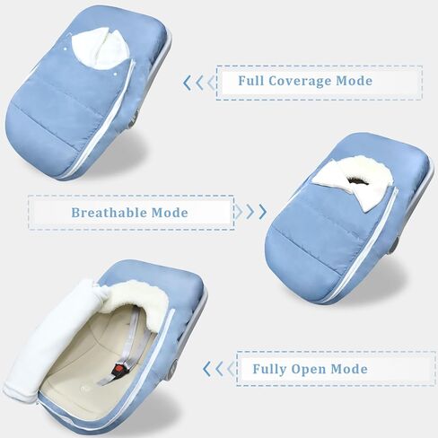 Car Seat Cover Baby Winter, Waterproof Carseat Covers Newborn Boy, Windproof Infant Car Seat Cover Warm & Breathable Use Universal Blue in Kuwait