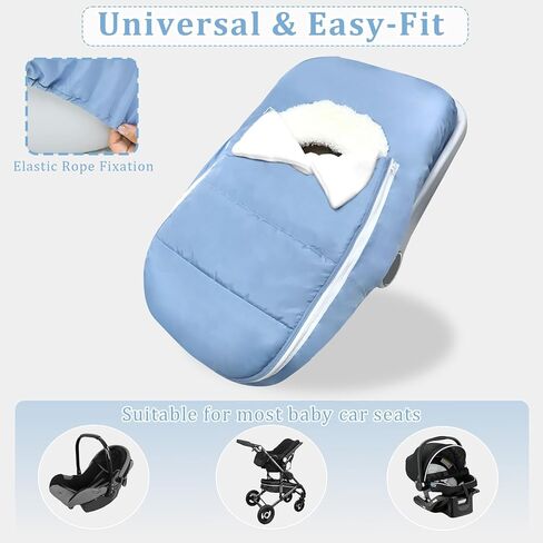 Car Seat Cover Baby Winter, Waterproof Carseat Covers Newborn Boy, Windproof Infant Car Seat Cover Warm & Breathable Use Universal Blue in Kuwait