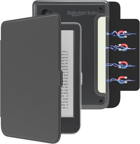 E NET-CASE Detachable Magnetic Case for 6" Kobo Clara Colour (2024) /Clara BW (2024) /2E (2022) eReader, Ultra Clear Back Scratch-Proof Light丨Easy to Detach & Attach丨Auto Sleep/Wake (Black) in Saudi Arabia