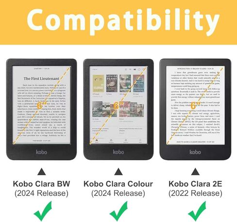 E NET-CASE Detachable Magnetic Case for 6" Kobo Clara Colour (2024) /Clara BW (2024) /2E (2022) eReader, Ultra Clear Back Scratch-Proof Light丨Easy to Detach & Attach丨Auto Sleep/Wake (Black) in Saudi Arabia