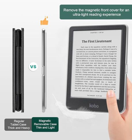 E NET-CASE Detachable Magnetic Case for 6" Kobo Clara Colour (2024) /Clara BW (2024) /2E (2022) eReader, Ultra Clear Back Scratch-Proof Light丨Easy to Detach & Attach丨Auto Sleep/Wake (Black) in Saudi Arabia