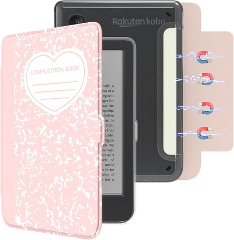 E NET-CASE Detachable Magnetic Case for 6" Kobo Clara Colour (2024) /Clara BW (2024) /2E (2022) eReader, Ultra Clear Back Scratch-Proof Light丨Easy to Detach & Attach丨Auto Sleep/Wake (Black) in Kuwait