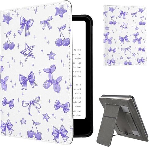 Cute Girly Guava Musical Note Stand Case for 7" Kindle Paperwhite 12th Gen 2024&Kindle Colorsoft with Hand Strip,Slim Leather Magnetic Back Cover with Auto-Wake/Sleep in Kuwait