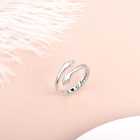BEILIN 925 Sterling Silver Hug Rings for Women, Adjustable Ring Jewelry Valentine Mothers Day Birthday Gift for Daughters Sister Mom Wife Grandma Friends in Saudi Arabia