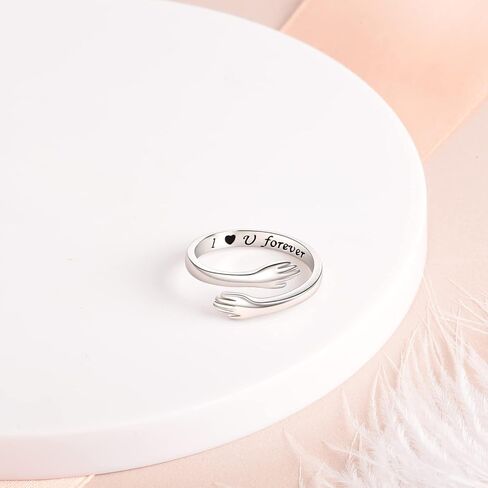 BEILIN 925 Sterling Silver Hug Rings for Women, Adjustable Ring Jewelry Valentine Mothers Day Birthday Gift for Daughters Sister Mom Wife Grandma Friends in Saudi Arabia