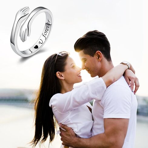 BEILIN 925 Sterling Silver Hug Rings for Women, Adjustable Ring Jewelry Valentine Mothers Day Birthday Gift for Daughters Sister Mom Wife Grandma Friends in Saudi Arabia