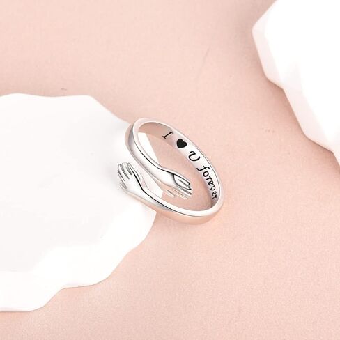 BEILIN 925 Sterling Silver Hug Rings for Women, Adjustable Ring Jewelry Valentine Mothers Day Birthday Gift for Daughters Sister Mom Wife Grandma Friends in Saudi Arabia