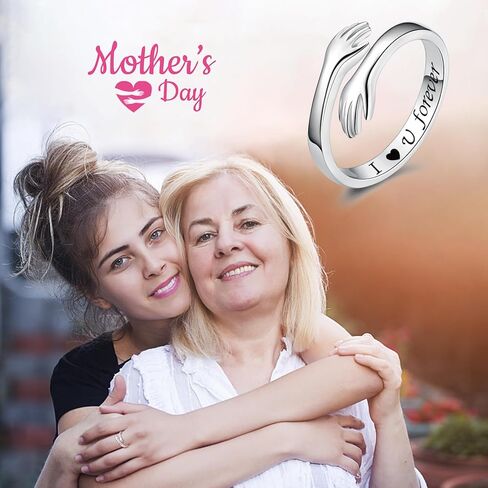 BEILIN 925 Sterling Silver Hug Rings for Women, Adjustable Ring Jewelry Valentine Mothers Day Birthday Gift for Daughters Sister Mom Wife Grandma Friends in Saudi Arabia