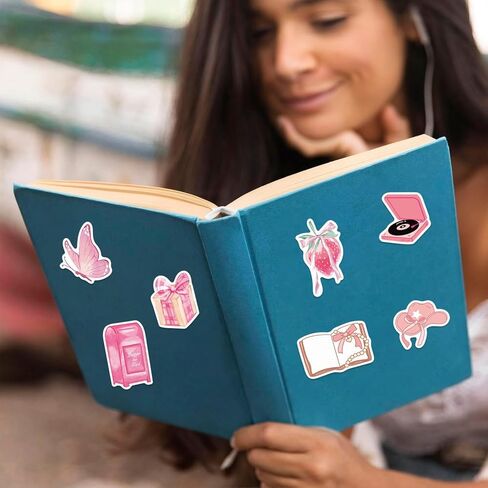مجموعة ملصقات Coquette مكونة من 100 قطعة - ملصقات جمالية لطيفة من الفينيل مقاومة للماء للفتيات | كمبيوتر محمول، زجاجة مياه، هاتف، زخرفة جيتار (تصميمات وردية عشوائية) in Kuwait